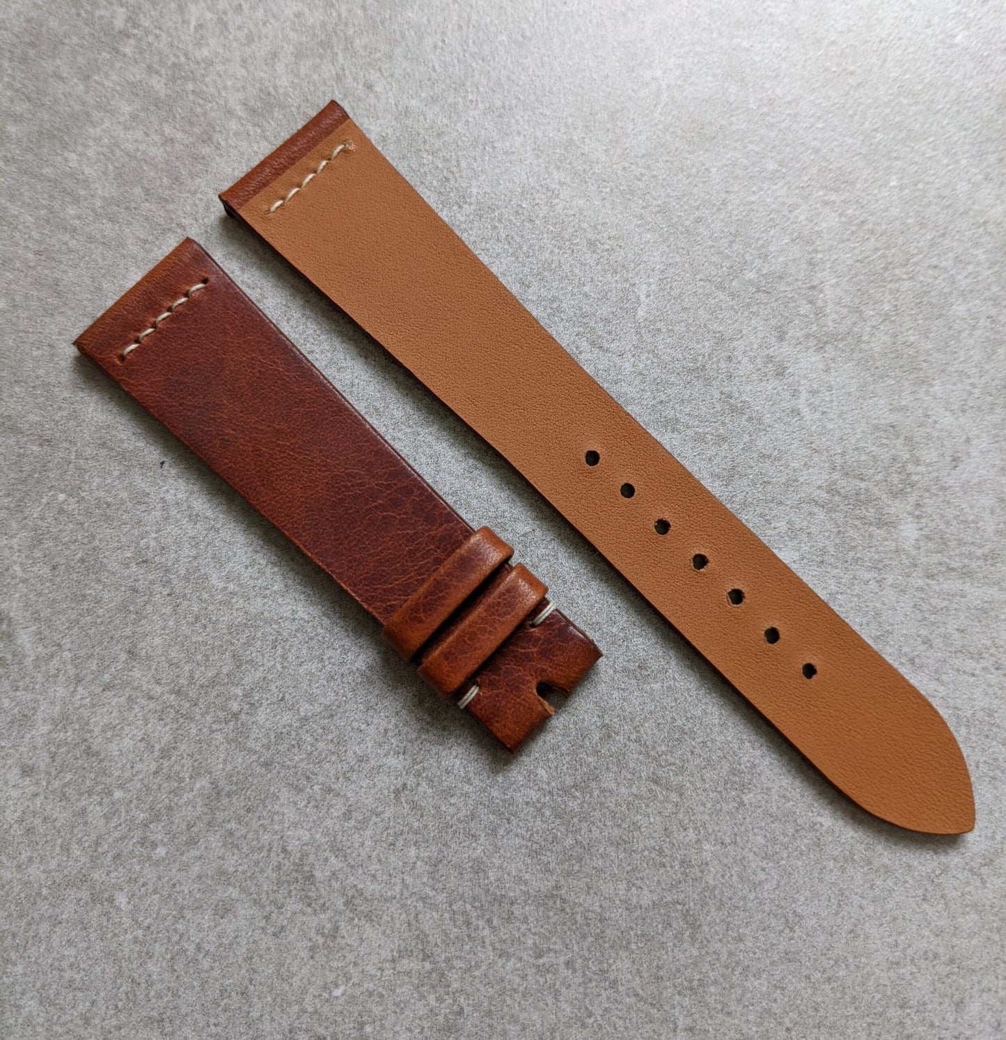 Badalassi Wax Strap Vintage Stitch - Tan Brown W/Cream stitch