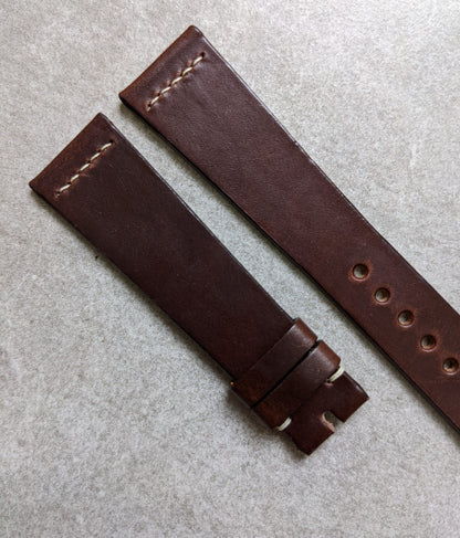 Chromexcel Vintage Strap Stitch - Brown W/Cream stitch