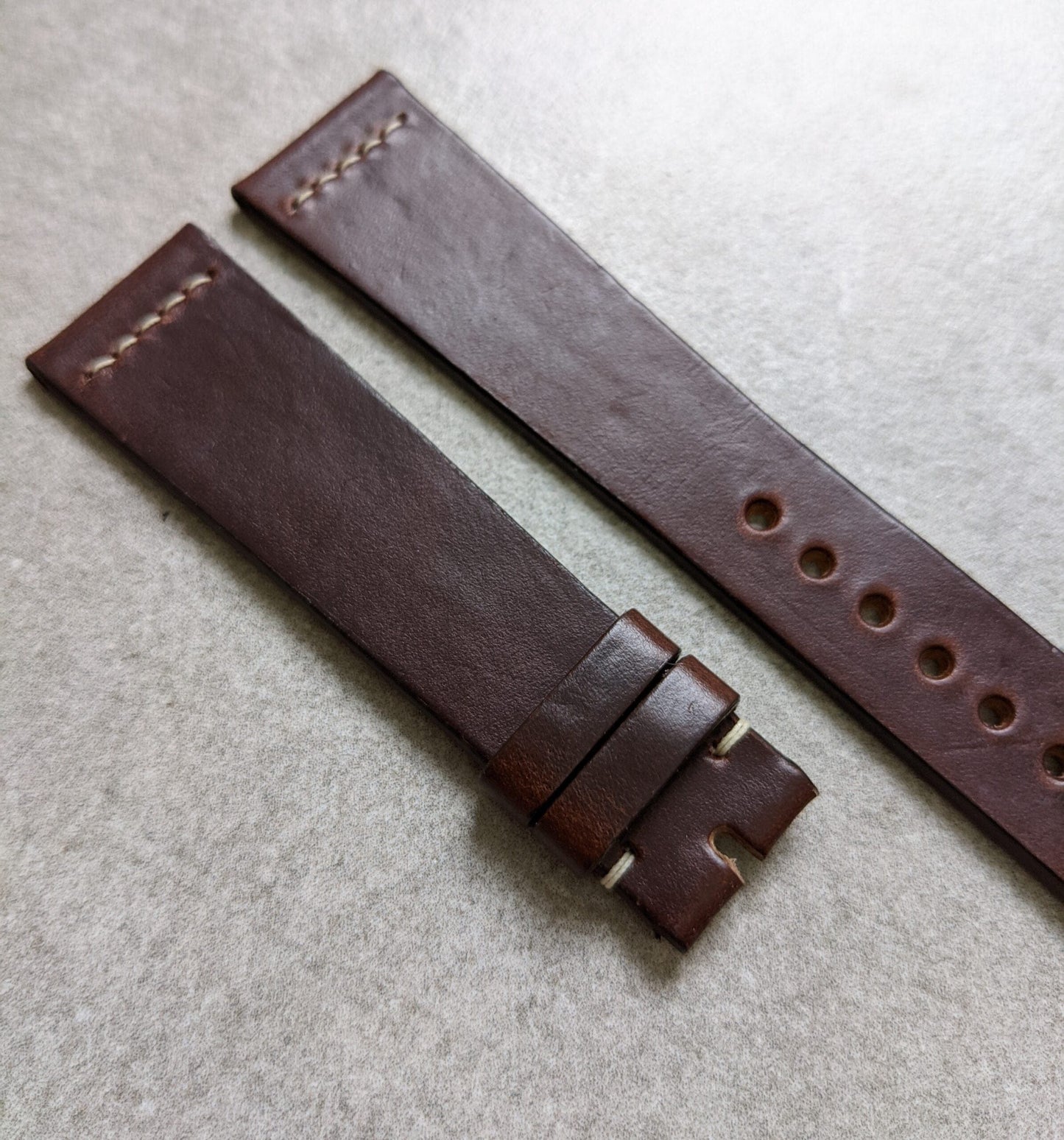 Chromexcel Vintage Strap Stitch - Brown W/Cream stitch