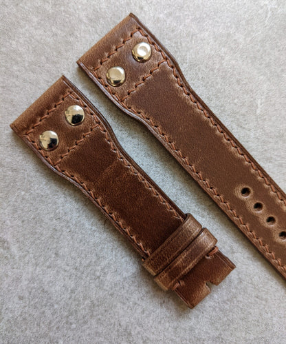 Chromexcel IWC Twin Rivet Watch Strap - Natural Tan