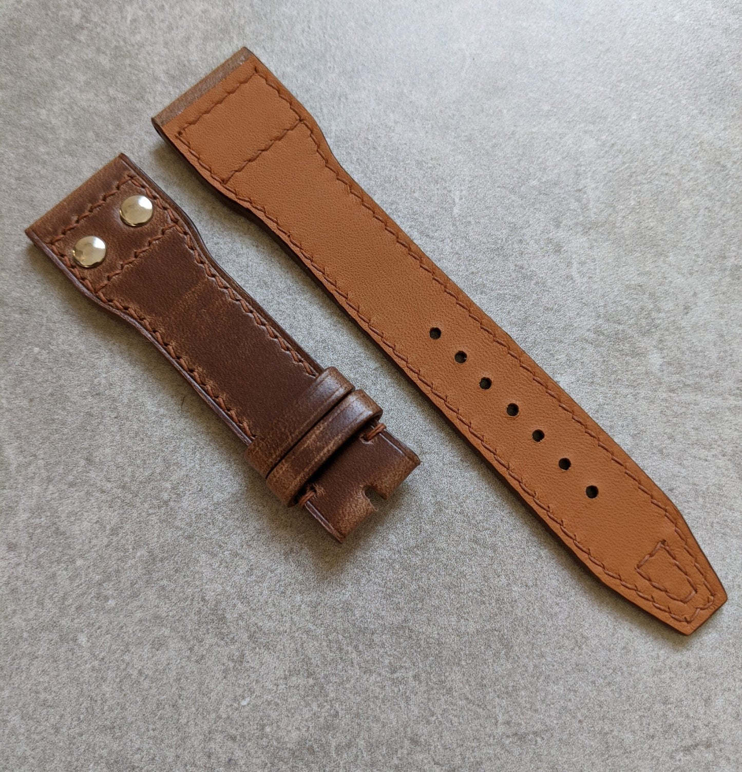 Chromexcel IWC Twin Rivet Watch Strap - Natural Tan