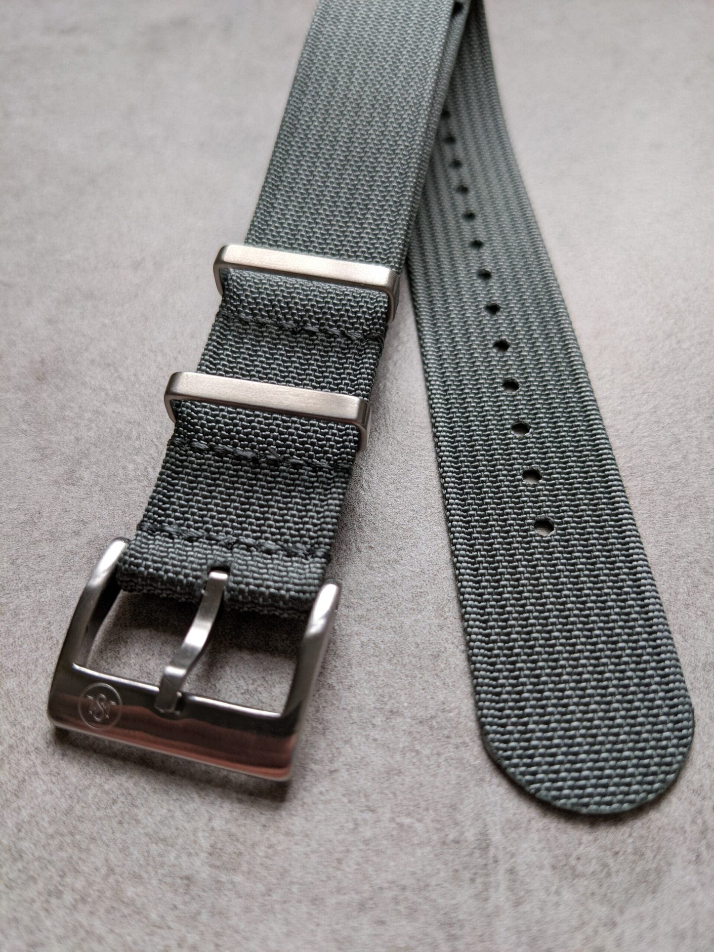 Premium Ribbed Fabric Watch Strap - Smoke Grey