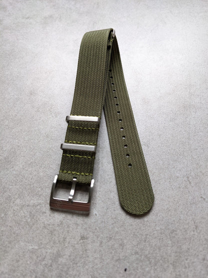 Premium Ribbed Fabric Watch Strap - Army Green