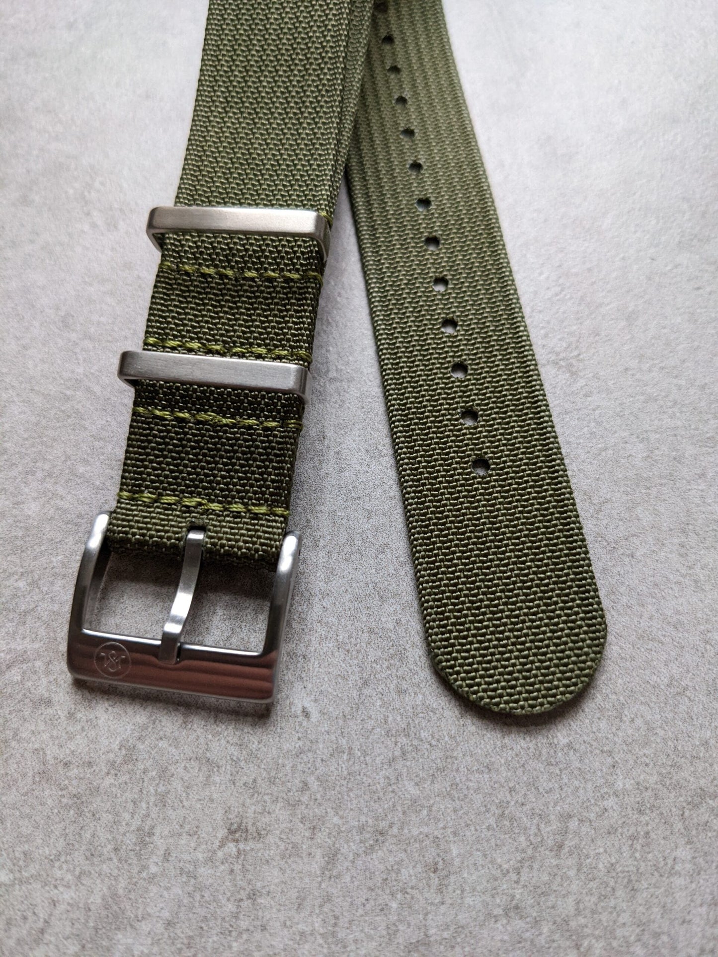 Premium Ribbed Fabric Watch Strap - Army Green