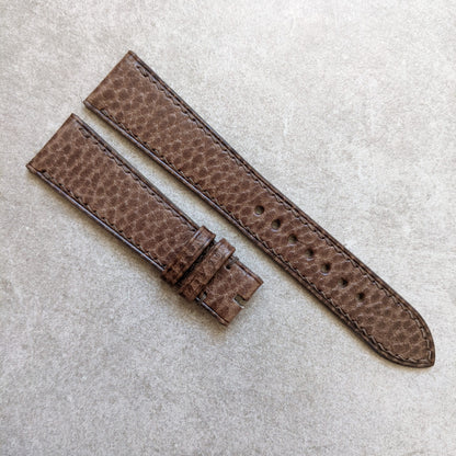 Pebbled Calfskin Strap - Elephant Grey - W/Matching Stitching