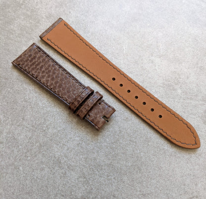 Pebbled Calfskin Strap - Elephant Grey - W/Matching Stitching