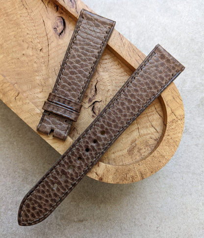 Pebbled Calfskin Strap - Elephant Grey - W/Matching Stitching