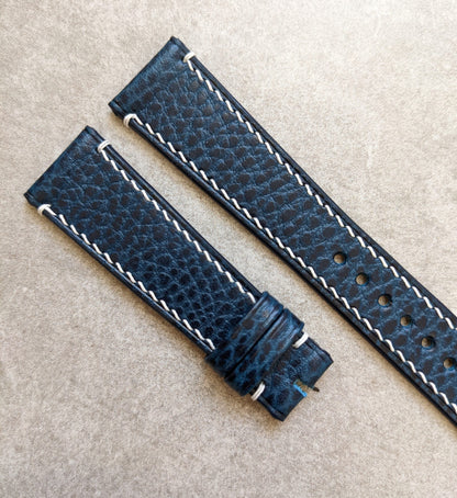 Pebbled Strap - Navy Blue - White Stitching W/Minimal Accents