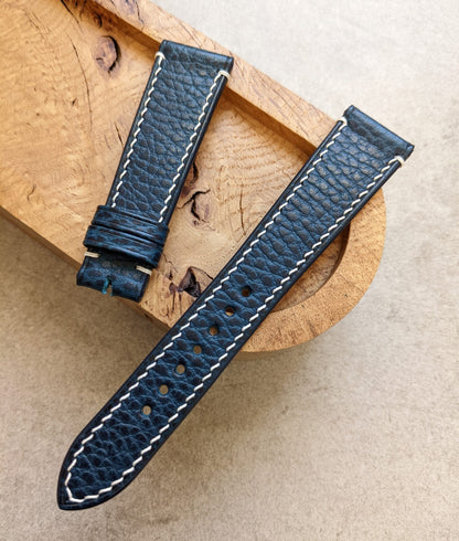 Pebbled Strap - Navy Blue - White Stitching W/Minimal Accents