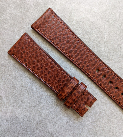 Pebbled  Strap - Cognac - W/Matching Stitching