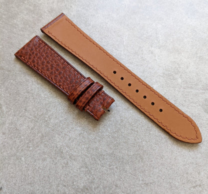 Pebbled  Strap - Cognac - W/Matching Stitching