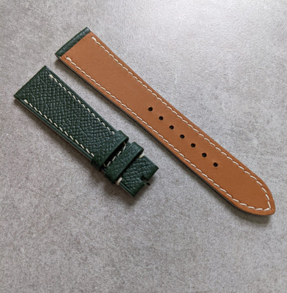 Epsom Calfskin Watch Strap - Forest Green & Cream