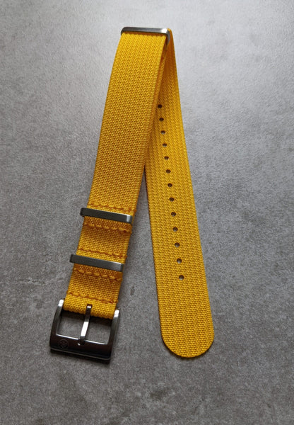 Premium Ribbed Fabric Watch Strap - Lemon Yellow