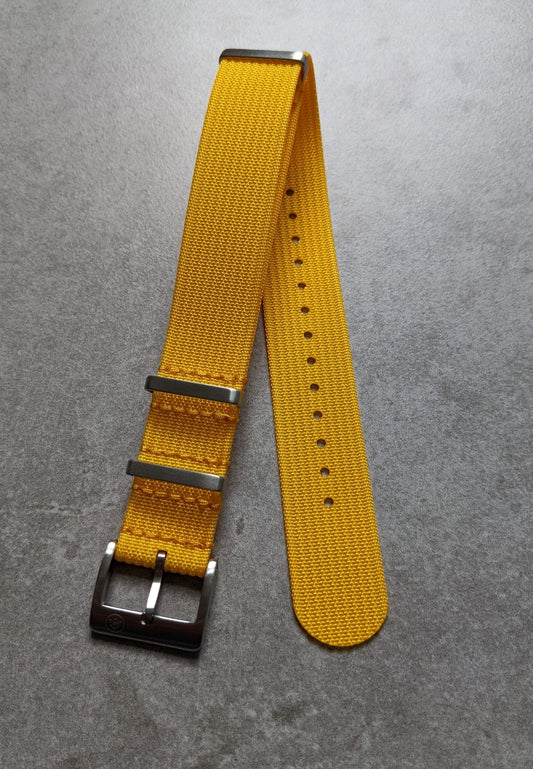 Premium Ribbed Fabric Watch Strap - Lemon Yellow