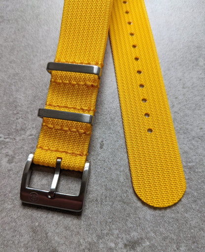 Premium Ribbed Fabric Watch Strap - Lemon Yellow