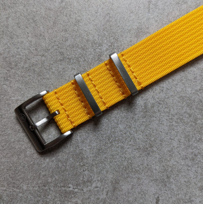 Premium Ribbed Fabric Watch Strap - Lemon Yellow