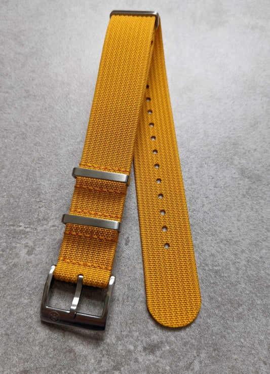 Premium Ribbed Fabric Watch Strap - Mustard Yellow