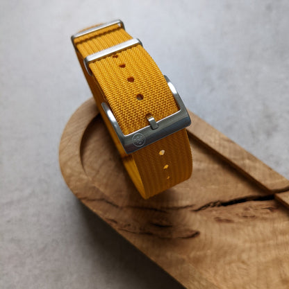 Premium Ribbed Fabric Watch Strap - Mustard Yellow