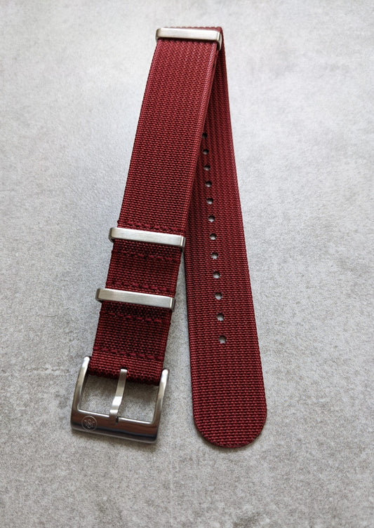 Premium Ribbed Fabric Watch Strap - Oxblood