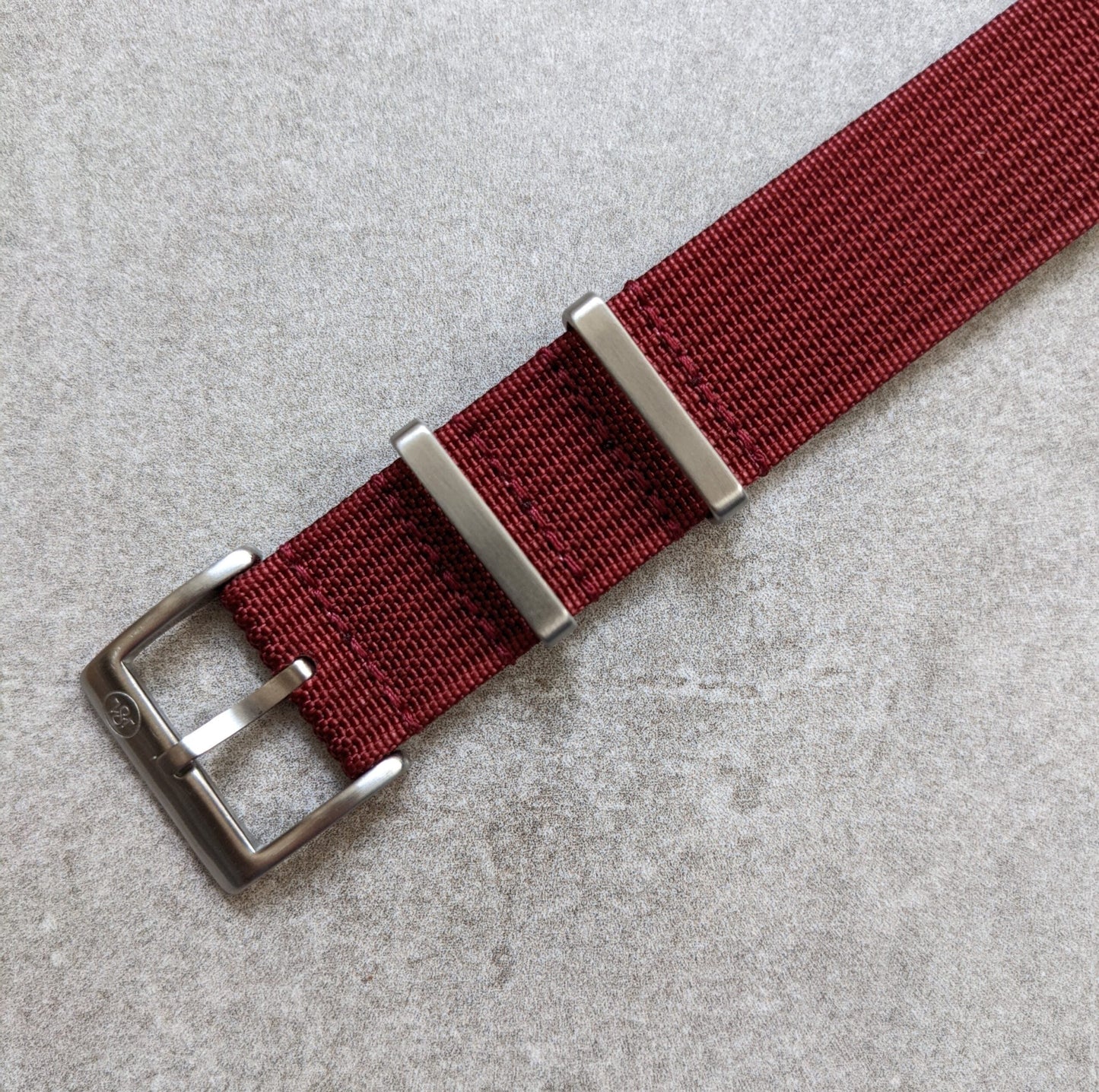 Premium Ribbed Fabric Watch Strap - Oxblood