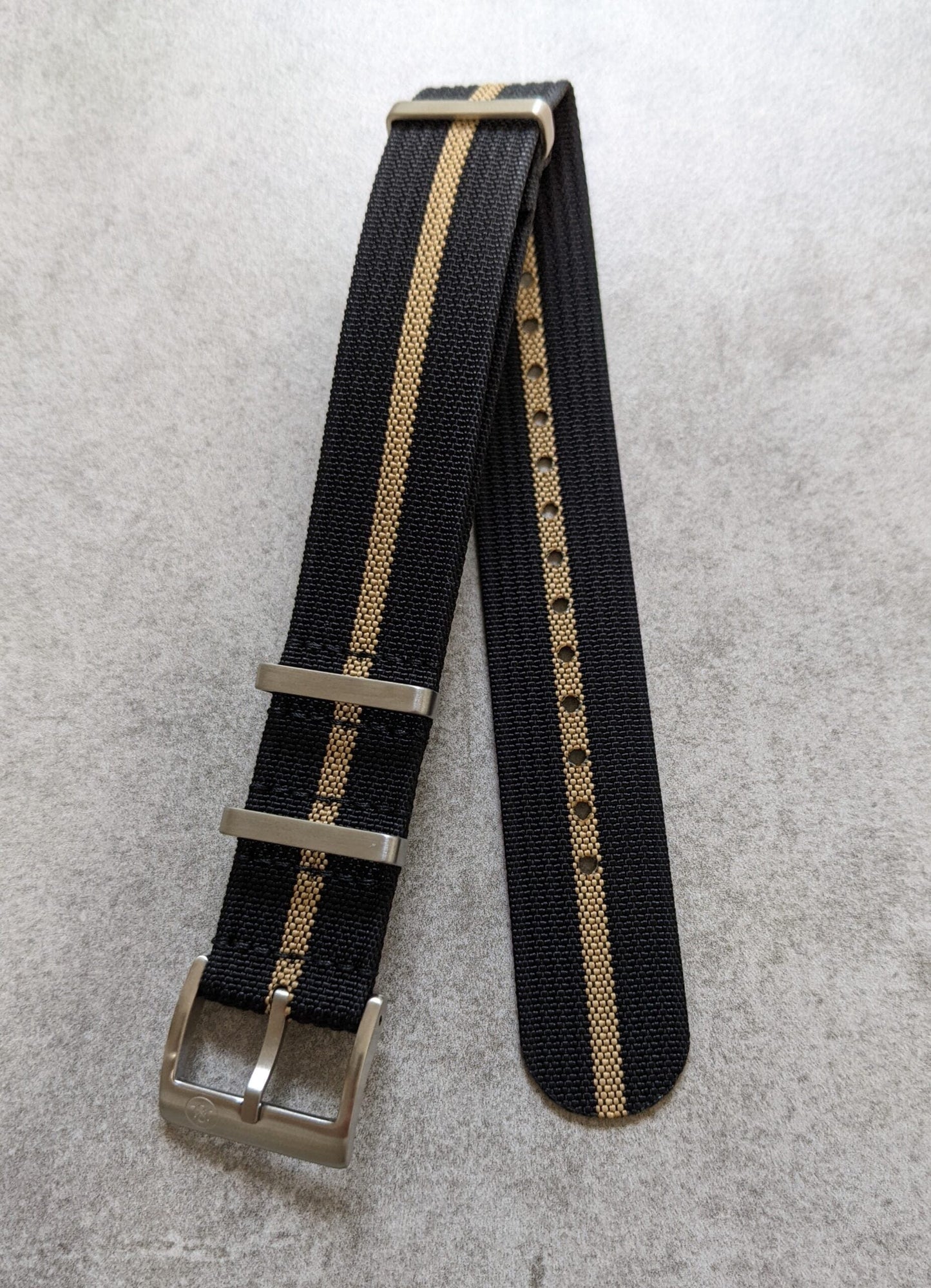 Premium Ribbed Fabric Watch Strap - Black & Khaki