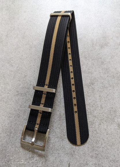 Premium Ribbed Fabric Watch Strap - Black & Khaki