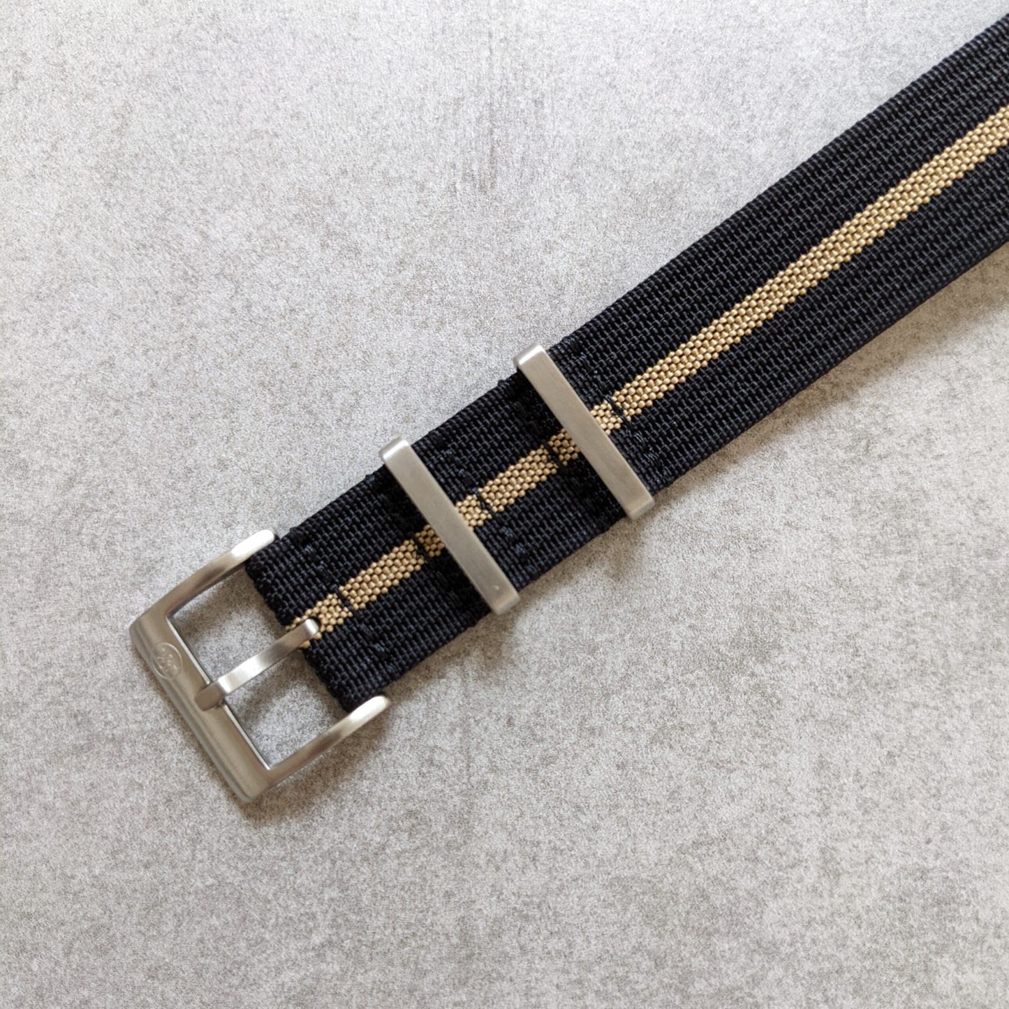 Premium Ribbed Fabric Watch Strap - Black & Khaki