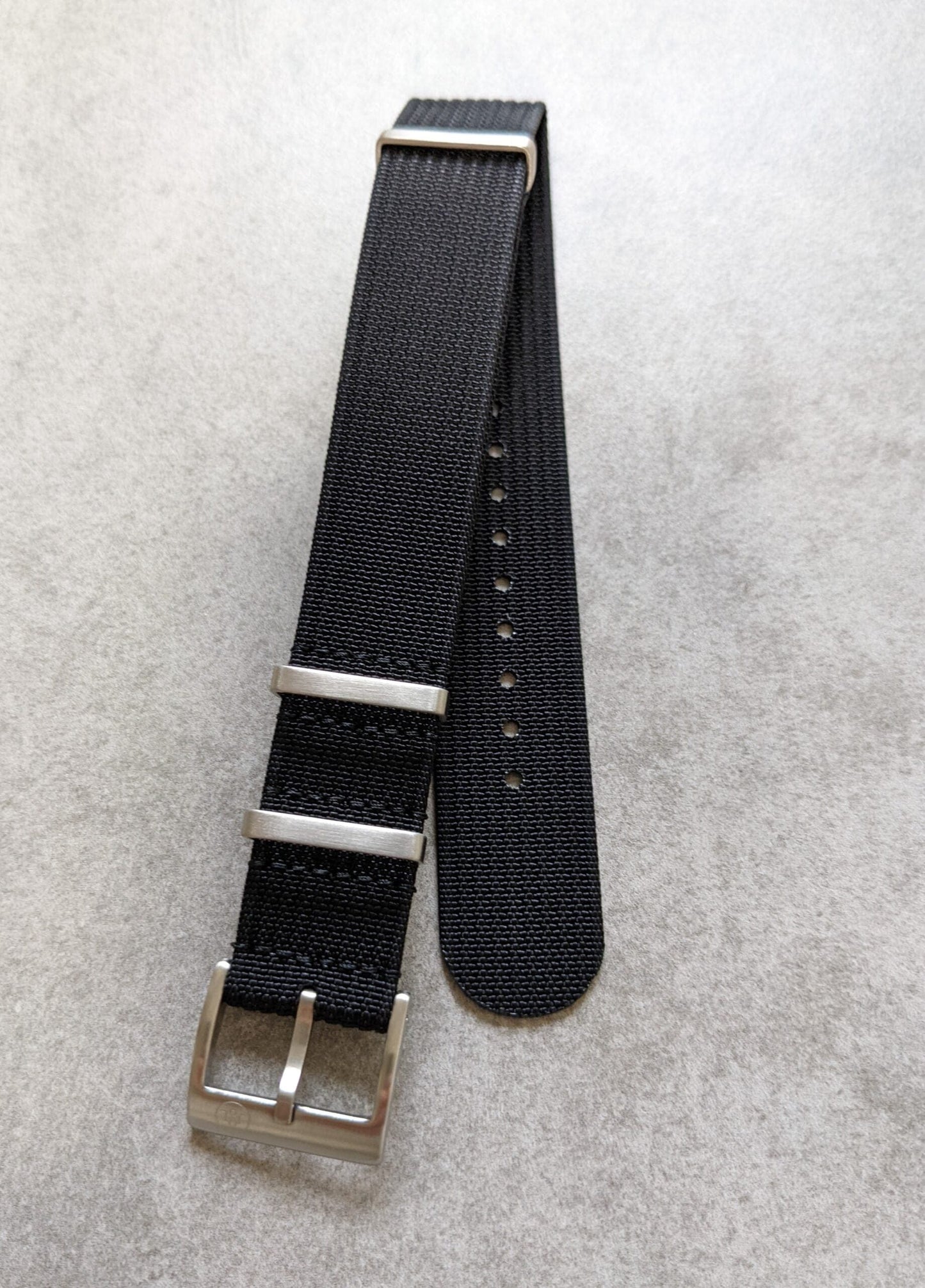 Premium Ribbed Fabric Watch Strap - Black