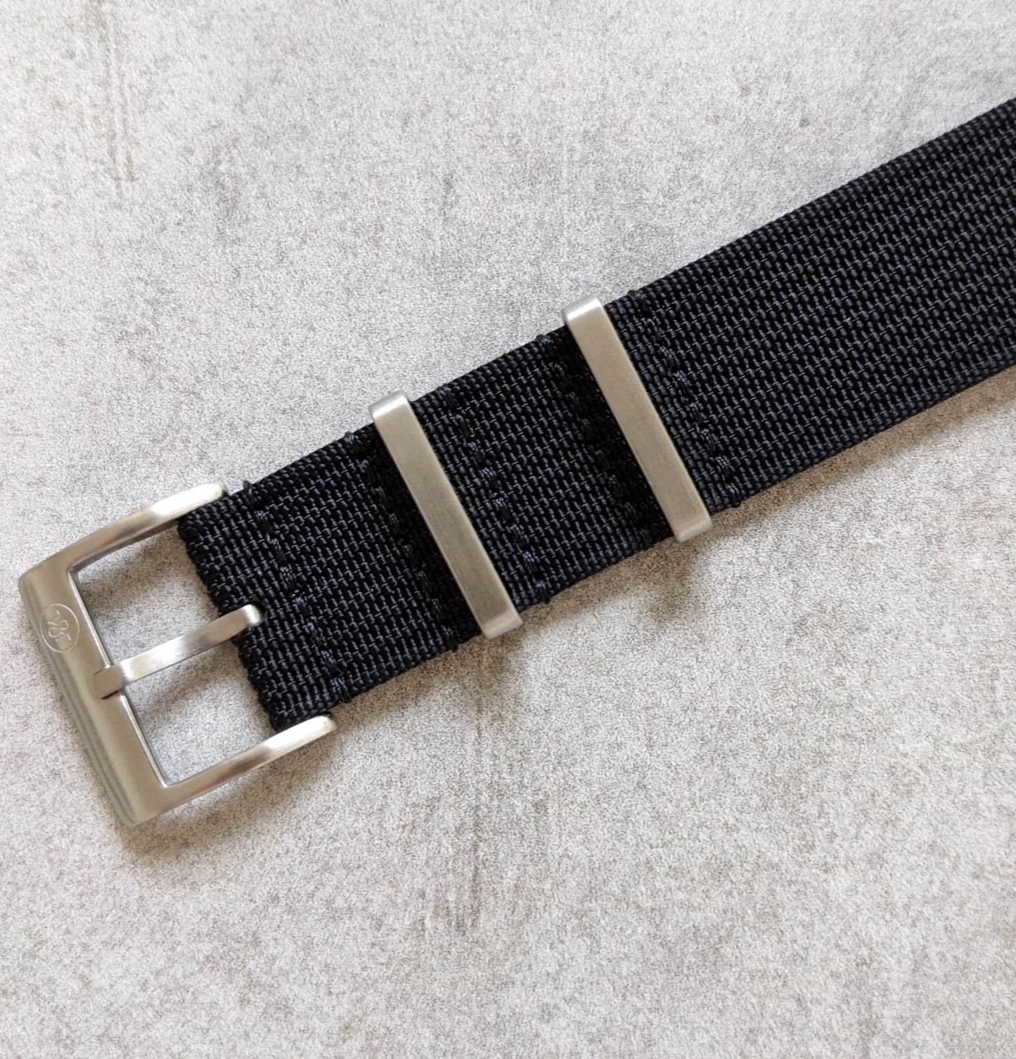 Premium Ribbed Fabric Watch Strap - Black