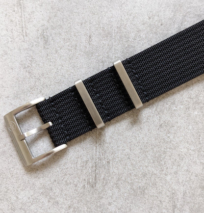 Premium Ribbed Fabric Watch Strap - Black