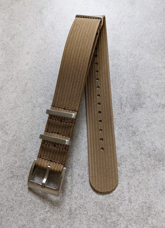 Premium Ribbed Fabric Watch Strap - Mocha