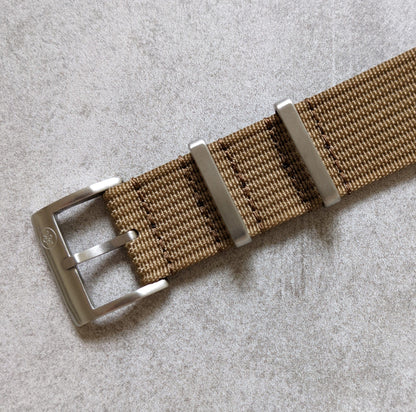 Premium Ribbed Fabric Watch Strap - Mocha