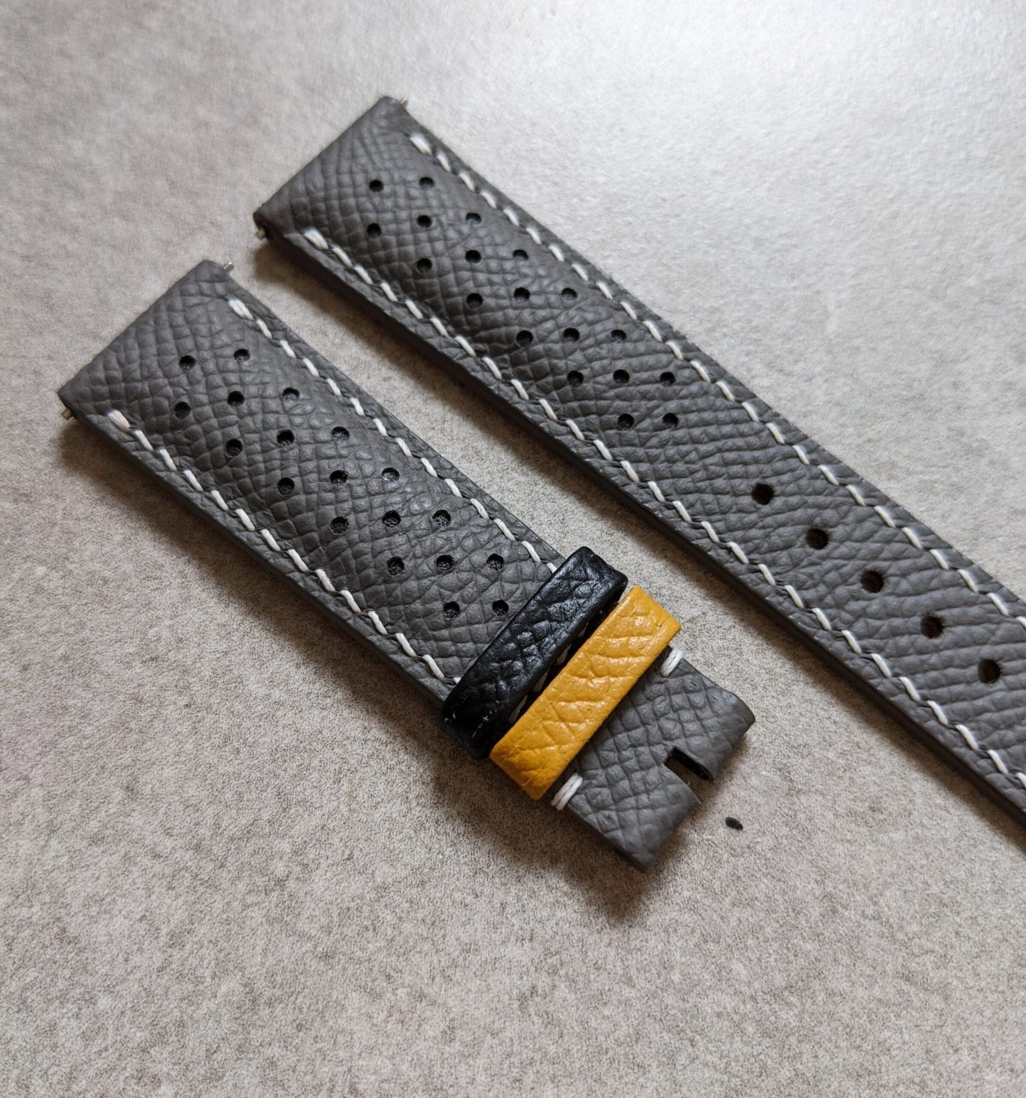 Epsom Calfskin Watch Strap - Seagull Grey Rally With Contrast Keepers