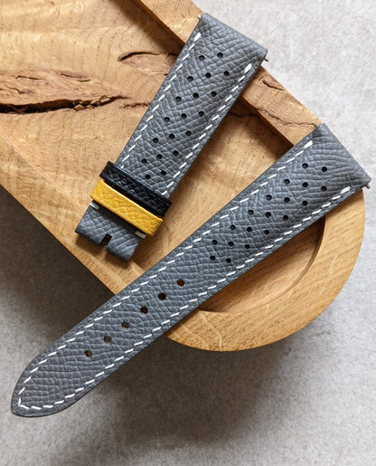 Epsom Calfskin Watch Strap - Seagull Grey Rally With Contrast Keepers