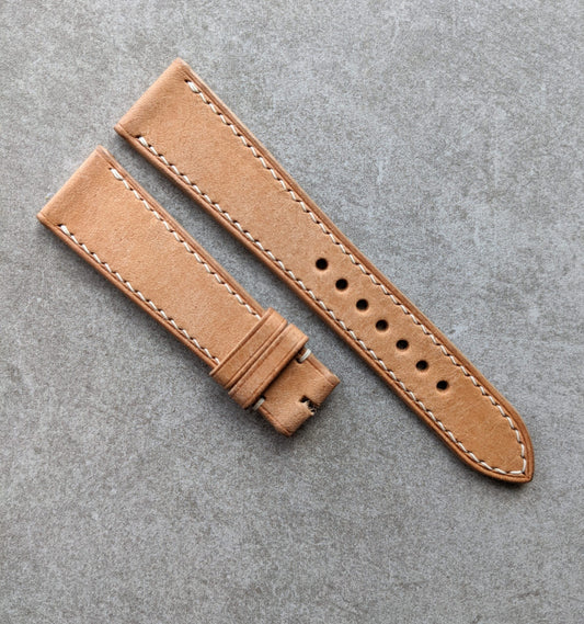 Pueblo Calfskin Strap - Bone W/Cream stitching