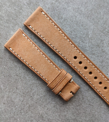 Pueblo Calfskin Strap - Bone W/Cream stitching