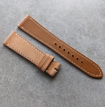 Pueblo Calfskin Strap - Bone W/Cream stitching