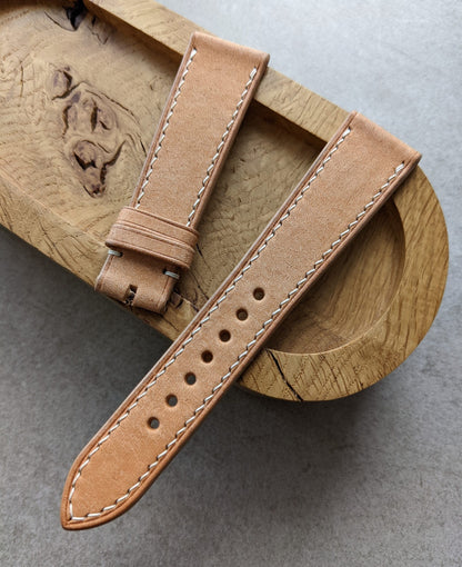 Pueblo Calfskin Strap - Bone W/Cream stitching