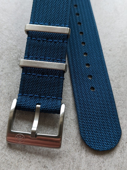 Premium Ribbed Fabric Watch Strap - Ocean Blue