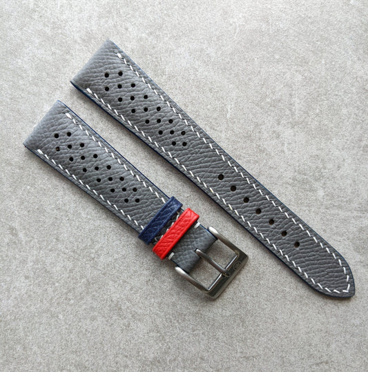 Epsom Calfskin Watch Strap - Seagull Grey Rally With R&N Contrast Keepers