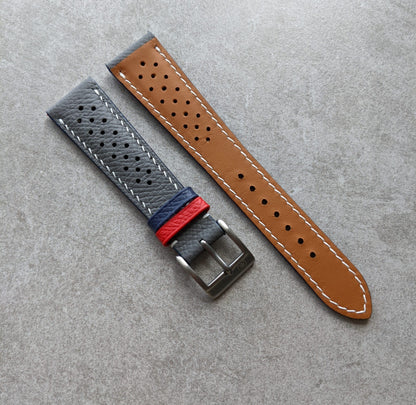 Epsom Calfskin Watch Strap - Seagull Grey Rally With R&N Contrast Keepers