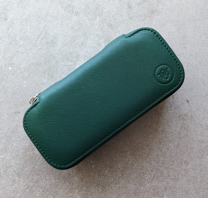 Green & Caramel Travel Case - 2 Watch Zip Case