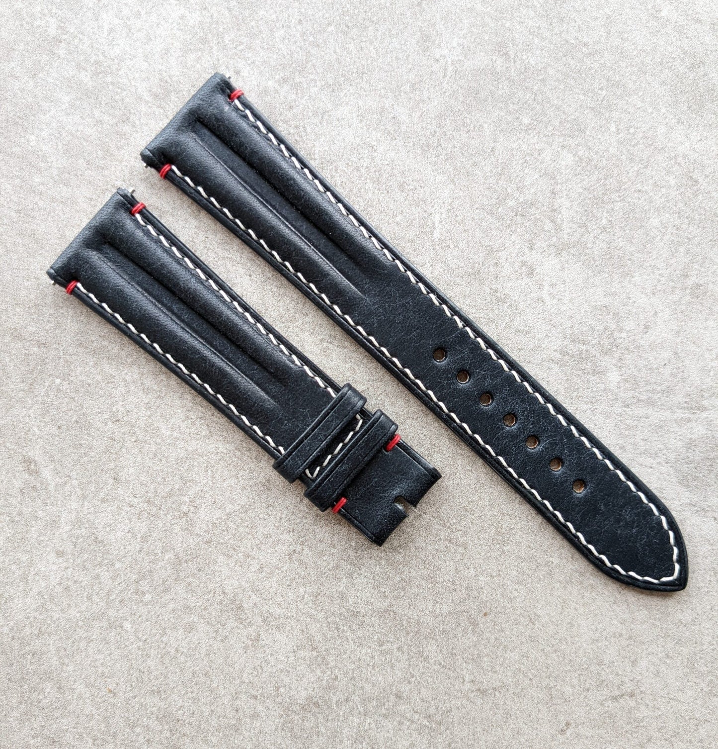 Pueblo Speedy Ridge Strap - Navy Blue W/Red Lug Stitching