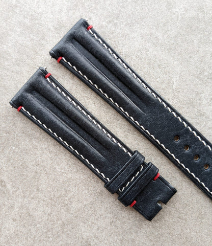 Pueblo Speedy Ridge Strap - Navy Blue W/Red Lug Stitching