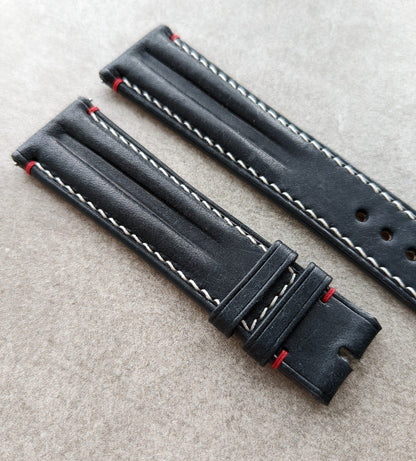 Pueblo Speedy Ridge Strap - Navy Blue W/Red Lug Stitching