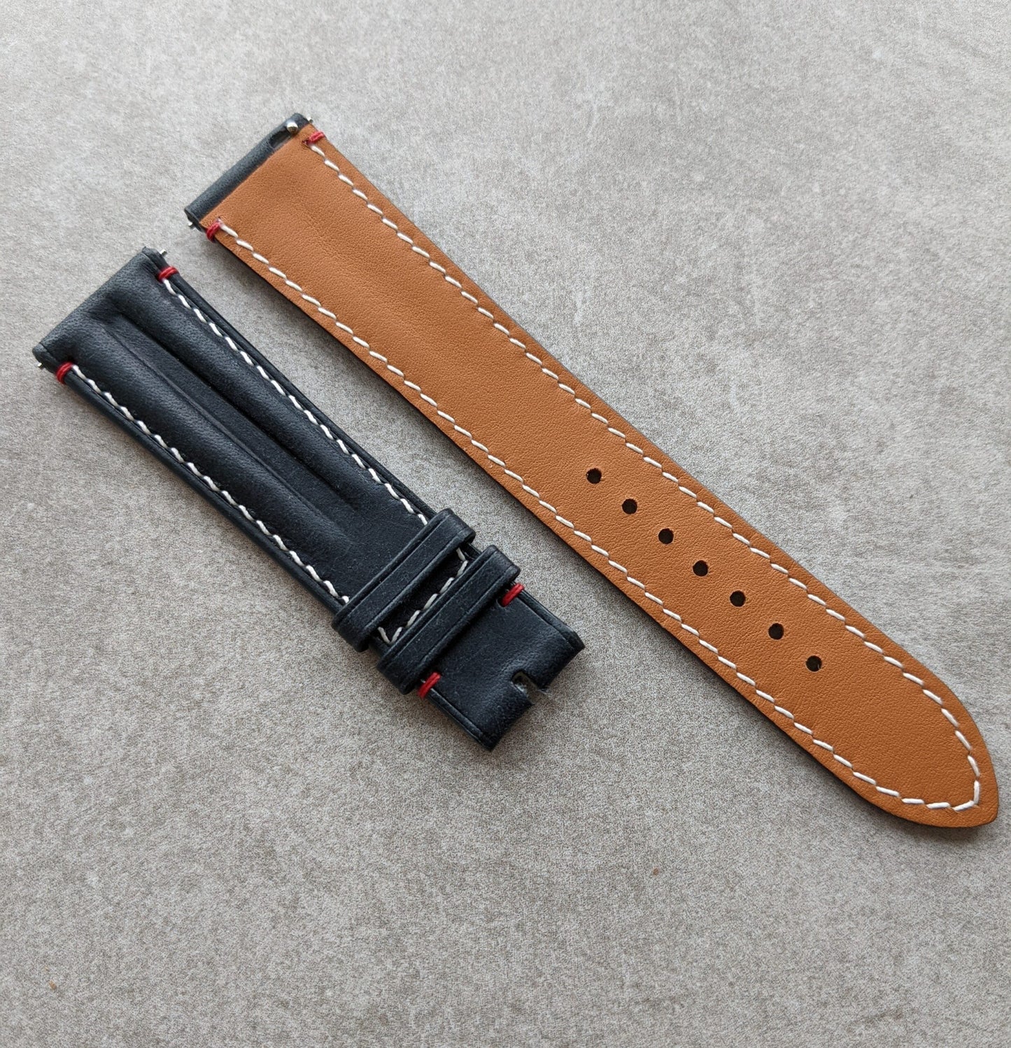 Pueblo Speedy Ridge Strap - Navy Blue W/Red Lug Stitching