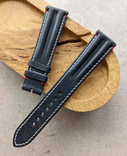 Pueblo Speedy Ridge Strap - Navy Blue W/Red Lug Stitching