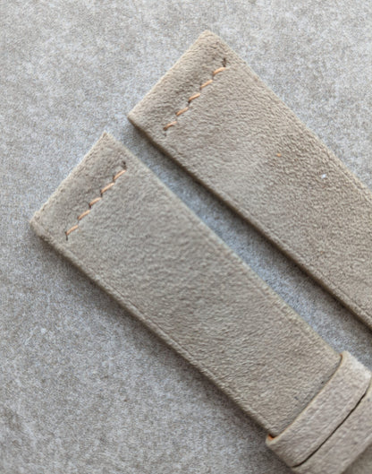 Premium Stitched Suede Strap - Light Taupe W/Vintage Stitch