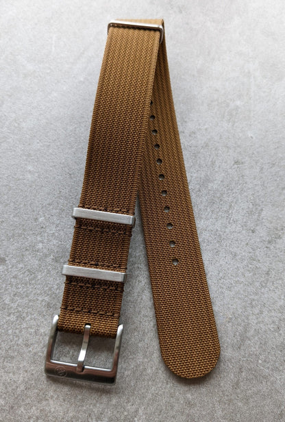 Premium Ribbed Fabric Watch Strap - Coffee