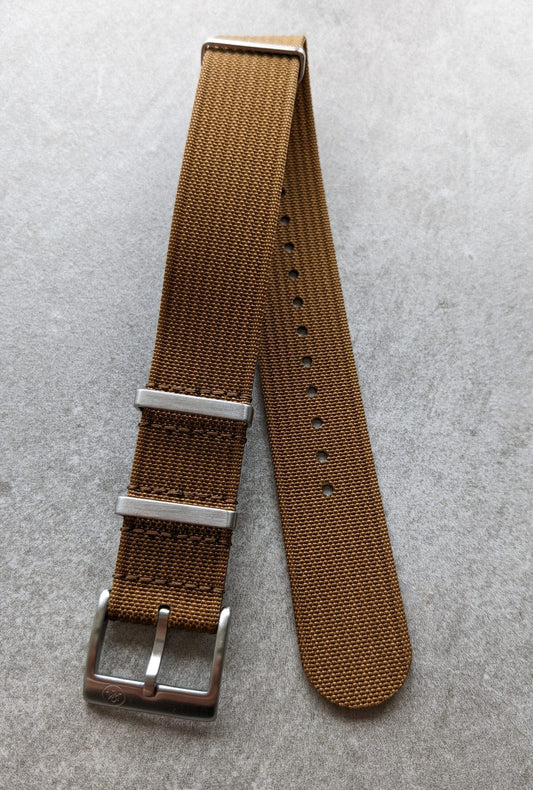 Premium Ribbed Fabric Watch Strap - Coffee